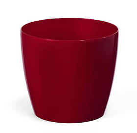 Кашпо декоративне пластикове  Ламела Магнолія БОРДОВИЙ 120 мм з підставкою