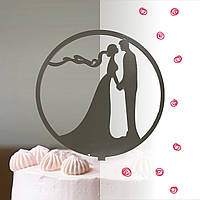 Топпер фигурка на торт зеркальный двусторонний Manific Decor "Влюбленная пара"