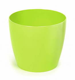 Кашпо декоративне пластикове  Ламела Магнолія ЛИМОННИЙ 120 мм з підставкою