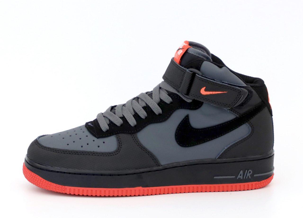 Кросівки чоловічі Nike Air Force (найк сірі/чорні)