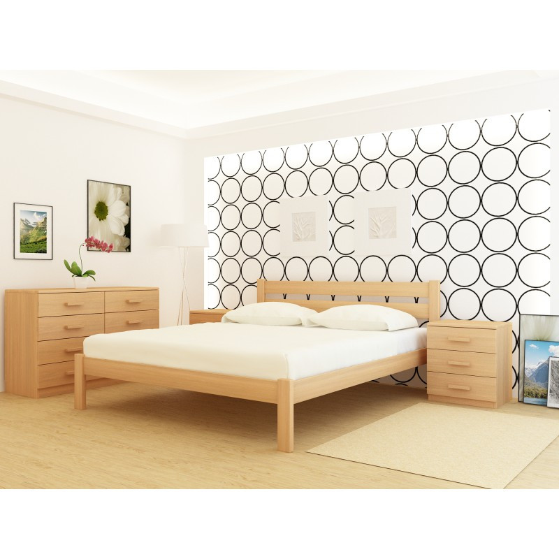 Дерев'яне ліжко з вільхи Frankfurt Лак натуральний двоспальне розмір 160x200