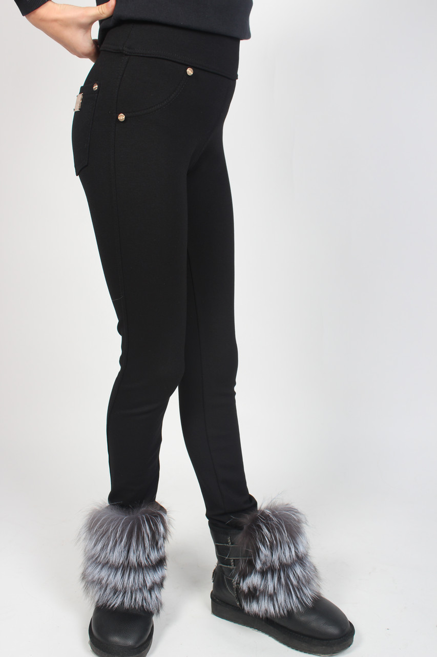 Лосіни утеплені чорні для дівчинки (8-13 років) турецький трикотаж №8113 з кишенями