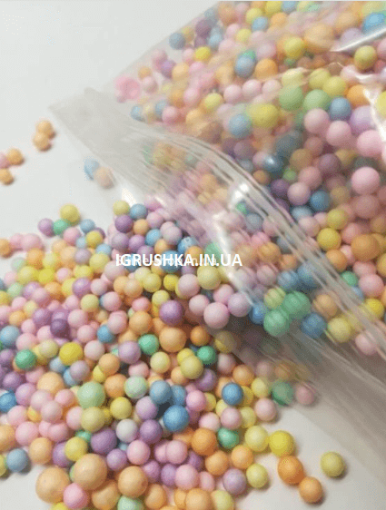 Пінопластові кульки для слайма маленькі «Світлий мікс», 2-4 мм