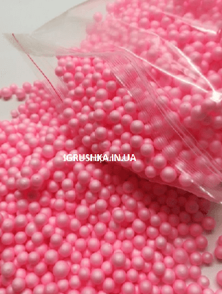 Пінопластові кульки для слайму середні рожеві, 4-6 мм, фото 2