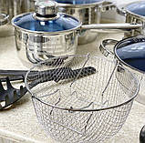 Набір посуду з термодатчиком, фритюрницею та кухонними приладами Royalty Line 18 предметів RL-1801BM, фото 3