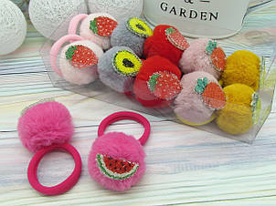 Резиночки помпони Ø4 см хутро 12 шт/уп. у коробці