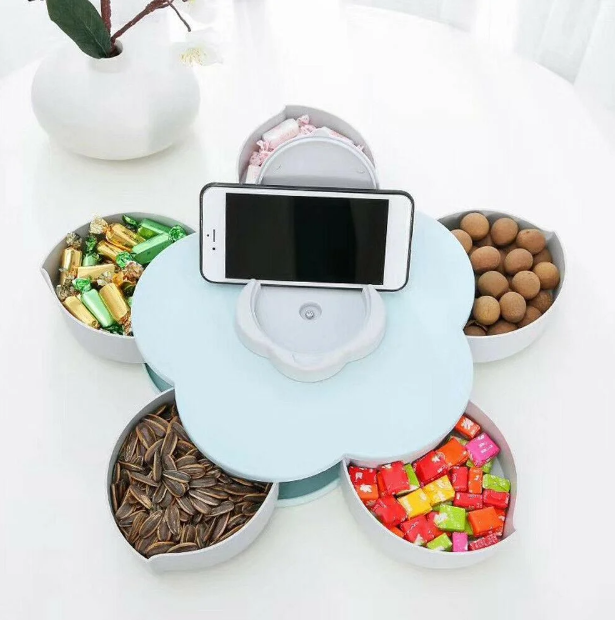 Обертова складна цукерниця SUNROZ Flower Candy Box для цукерок і фруктів Блакитний (SUN4322), фото 1