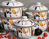 Набір емальованих каструль 5шт з товстим дном Edenberg EB-1881 Набір кухонного посуду 10 предметів з малюнком, фото 4