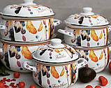 Набір емальованих каструль 5шт з товстим дном Edenberg EB-1881 Набір кухонного посуду 10 предметів з малюнком, фото 2