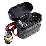 Мото прикурювач на кермо USB зарядка для мотоцикла с вольтметром універсальна, фото 6