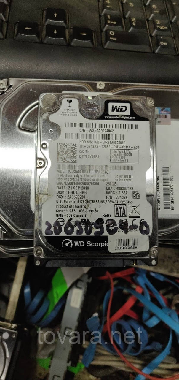 Жорсткий диск для ноутбука 250 Gb / Гб Western Digital Scorpio Black WD2500BEKT 2.5 SATA2 No 20030904
