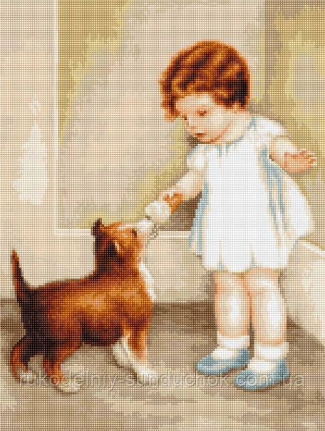 Набор для вышивания крестом "Luca-s" B372 Девочка с собакой - фото 1 - id-p175923179