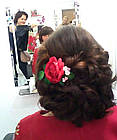 Набір заколок для ошатної зачіски з квітами ручної роботи з тканини "Молочні чайні троянди", фото 6