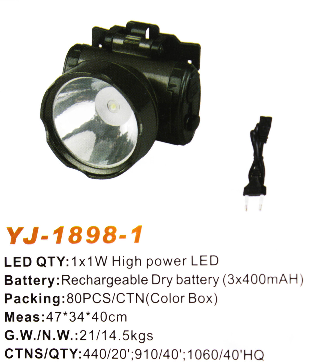 Ліхтар Yajia YJ-1898-1/ Акк./1 LED/ Кріплення на голову