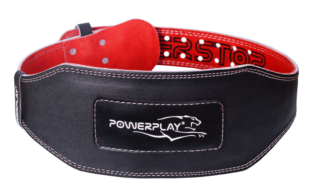Пояс для важкої атлетики PowerPlay 5053 шкіряний Чорно-Червоний S