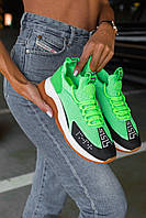 Кроссовки женские Версаче Кросс Чайнер Грин Неон. Стильные кроссы Versace Cross Chainer Green Neon.