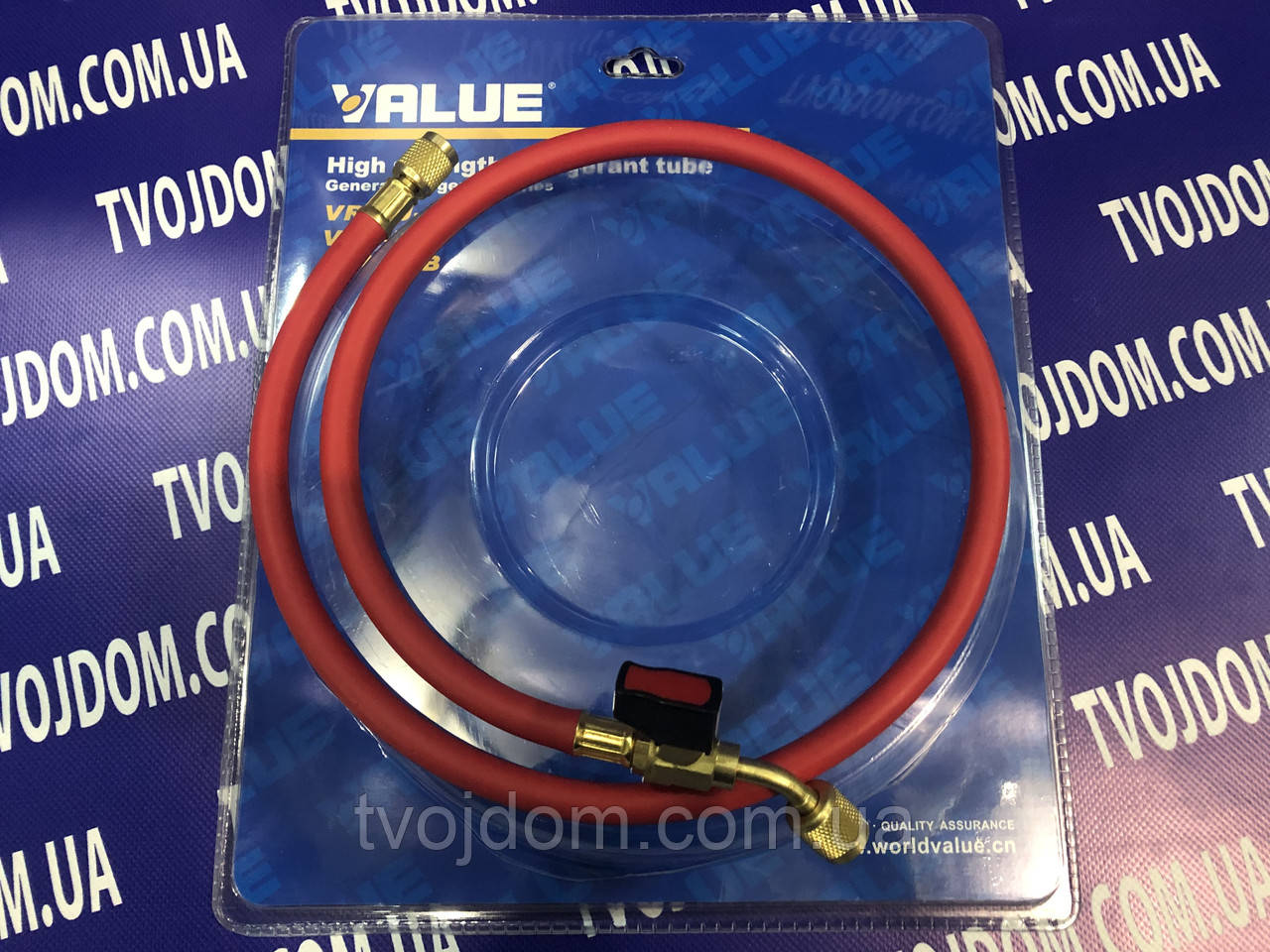 Заправний Шланг для фреону VALUE R-410-0,9м+кран (1/4 - 5/16 SAE) для кондиціонерів