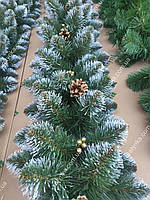 Гирлянда хвойная Кармен с золотыми шишками и жемчугом 2.90м / Елочная ветка / Гірлянда / Елка искусственная