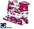 Розсувні ролики із захистом POWER CHAMPS, 29-33 рожеві, світні колеса, фото 2