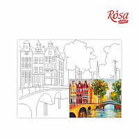 Полотно на картоні з контуром, Міста "Амстердам", 30*40, бавовна, акрил, ROSA START