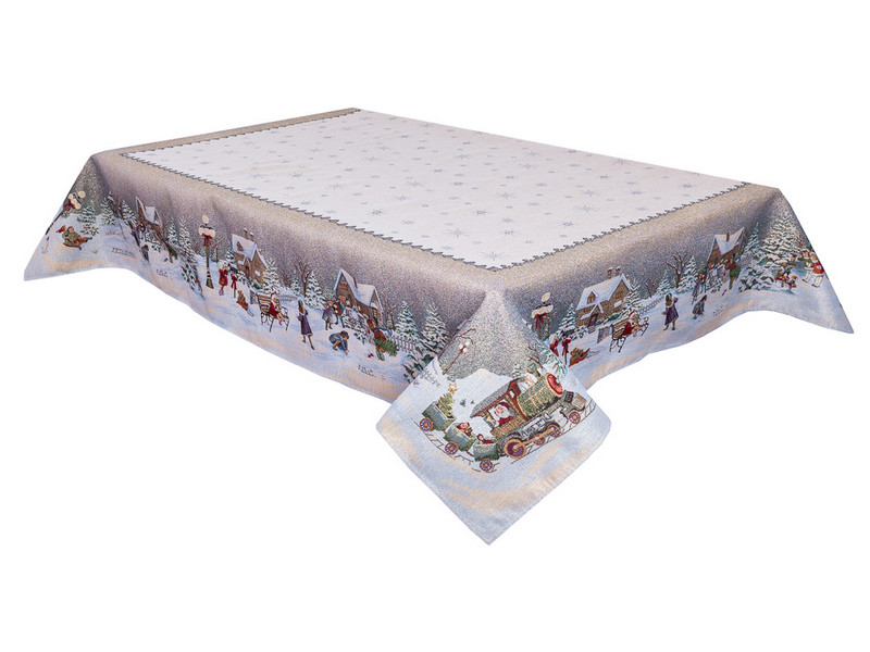 Скатертина новорічна гобеленова Полярний експрес, фото 1