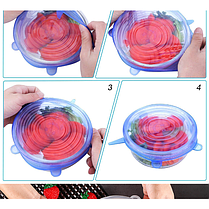 Кришки силіконові для посуду харчові багаторазові SILICON CAP 6PCS SET, фото 4
