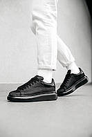 Черные кроссовки Alexander McQueen "Black/Grid" женские. Модные кроссы для женщин Алексндр Маквин Блек Грид.
