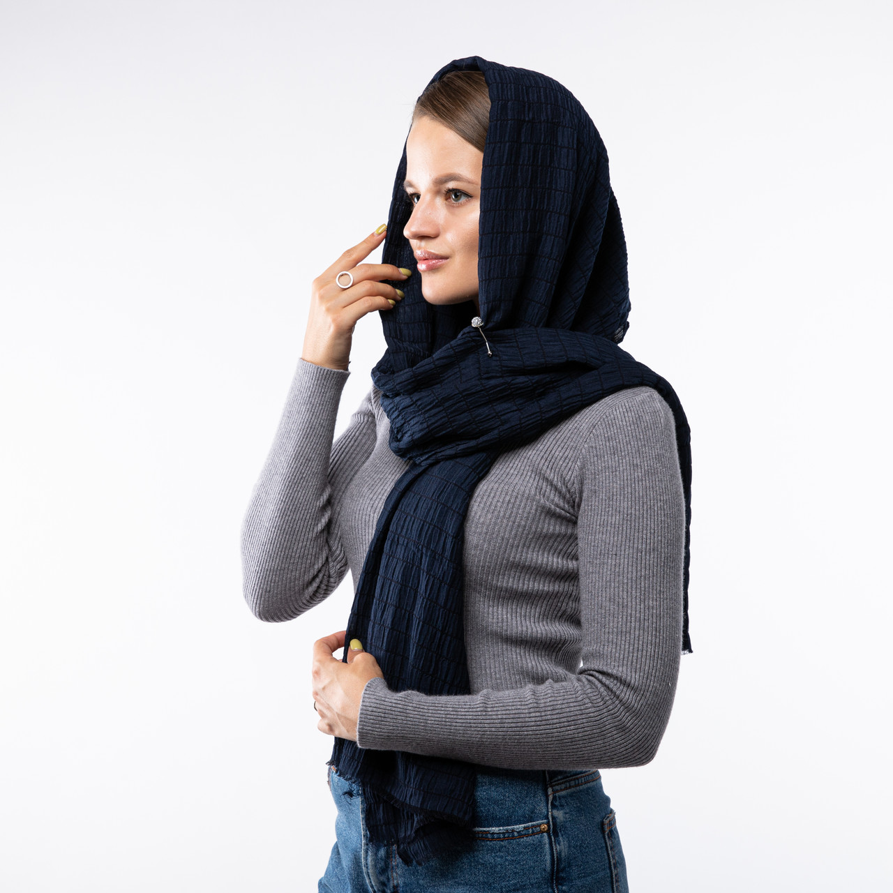 Шарф бавовняний  180х70см Синій, фото 1