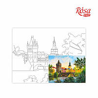 Полотно на картоні з контуром, Міста "Прага", 30*40, бавовна, акрил, ROSA START