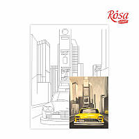 Полотно на картоні з контуром, Міста "819-Йорк", 30*40, бавовна, акрил, ROSA START