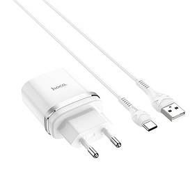 Швидке заряджання ЗЗП QC 3.0 Hoco C12Q 3 A (18W) / 1 USB + Type-C кабель White