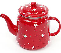 Чайник заварочный керамический 1100мл Звезды - красный