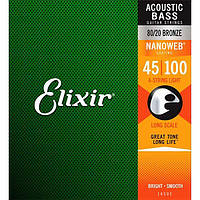 Струны Elixir 14502 Bronze 80/20 Nanoweb Acoustic Bass Light 45-100