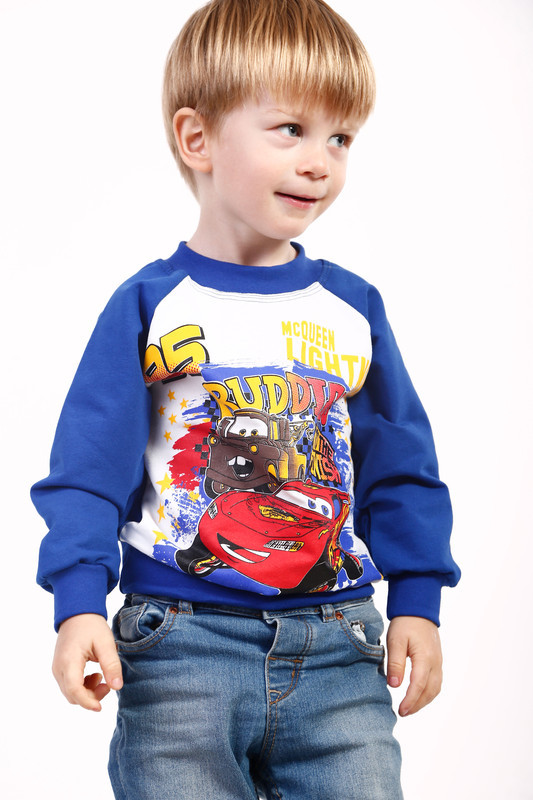 Реглан дитячий для хлопчика з принтом Тачки двунитка, фото 1