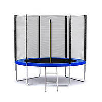 Батут SkyJump 252 см спортивний із захисною сіткою та сходами для дорослих та дітей