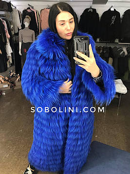 Шуба з єнота альбіносу, комір-стійка