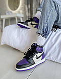 Кросівки жіночі Nike JORDAN Violet Black найк аїр джердан фіолетовий демісезон високі, фото 7