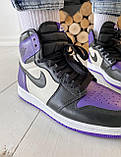 Кросівки жіночі Nike JORDAN Violet Black найк аїр джердан фіолетовий демісезон високі, фото 8