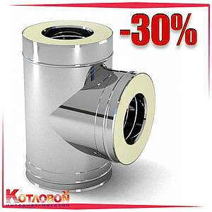 Тройник димохідний сендвіч 87 ° AISI 304, 0.5 мм, ↓100/160, нержавейка в нержавейці