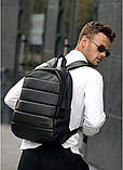 Мужской рюкзак черный городской, для ноутбука 15,6 матовая экокожа (качественный кожзам), фото 10