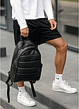 Чоловічий чорний рюкзак повсякденний, міський матова еко-шкіра (якісний кожзам), фото 3