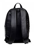 Чоловічий чорний рюкзак повсякденний, міський матова еко-шкіра (якісний кожзам), фото 8