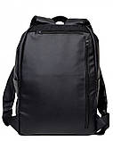 Классический черный мужской рюкзак из эко-кожи (качественного кожзама) деловой, офисный, для ноутбука 15,6, фото 10