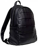Классический черный мужской рюкзак из эко-кожи (качественного кожзама) деловой, офисный, для ноутбука 15,6, фото 7