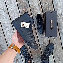 Жіночі високі кеди конверси all star converse шкіряні чорні демісезон, фото 3