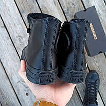 Жіночі високі кеди конверси all star converse шкіряні чорні демісезон, фото 4