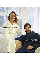 Набор халатов для двоих влюбленных мужской и женский - банные махровые халаты для двоих (100% хлопок)