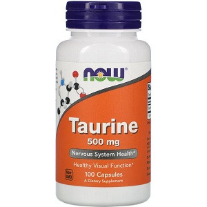 Амінокислоти (БЦАА) Now Taurine 500 mg (100 капсул.)