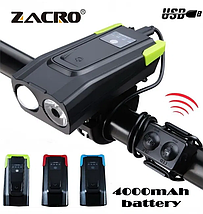 Велосипедний ліхтар ZACRO 800LM Фара IPX6/4000mAh/USB/Пульт/Клаксон, фото 4