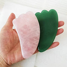 Скребок Гуаша з натурального Рожевого Кварцу Gua Sha Anti Aging Scraping Massage Tool без коробки Нефрит